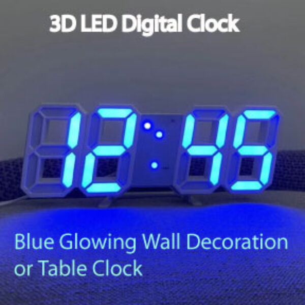 Blue Glowing Wall Decoration or Table Clock 