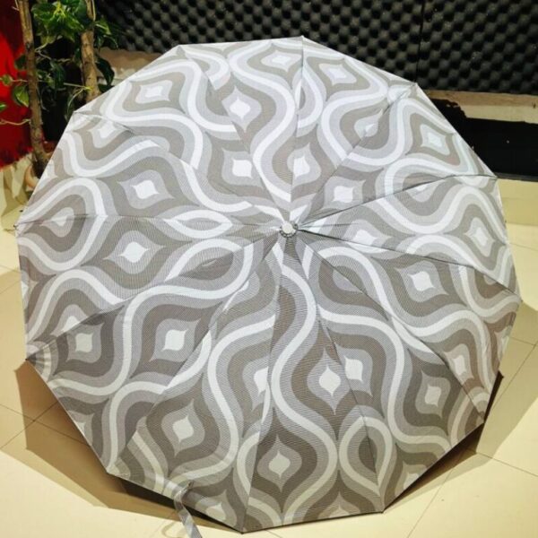 Premium 105cm 12-Ribs Auto Umbrella with Flashlight – White / প্রিমিয়াম ১০৫ সেমি ১২-রিবস ফ্ল্যাশলাইটসহ অটো ছাতা – সাদা