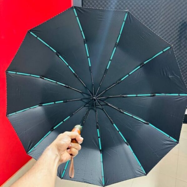 Premium 105cm 12-Ribs Auto-Close Wood Handle Umbrella / প্রিমিয়াম ১০৫ সেমি ১২-রিবস অটো-বন্ধ কাঠের হাতল ছাতা
