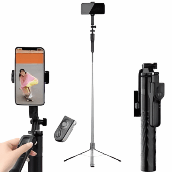 K28 175cm Long Wireless Selfie Stick With Light / K28 ১৭৫ সেমি লম্বা ওয়্যারলেস সেলফি স্টিক লাইটসহ