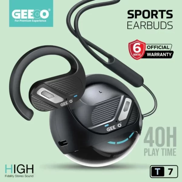 Geeoo T7 Black Open-Ear Wireless Earbuds